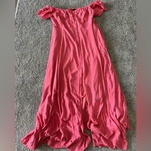Torrid maxi dress womens 1X coral pink off the shoulder long flowy summer beach